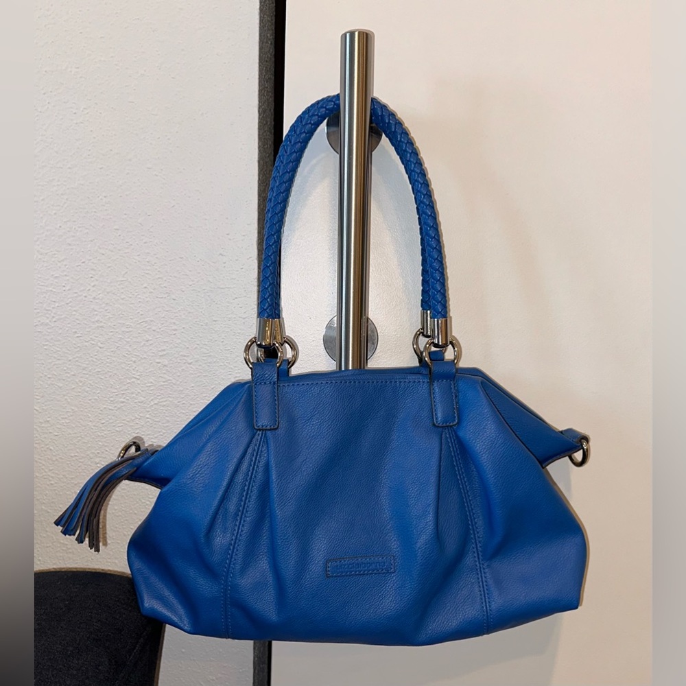 Liz Claiborne Blue Tassel Braided Handle Purse